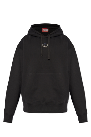 ★DIESEL★ S Max Pop Hood Black A112580EJAA9XX A112580EJAA9X S-MACS-HOOD-OD Men: Oversized black hoodie metallic logo